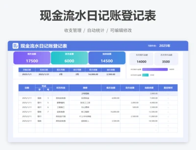 现金流水日记账登记表