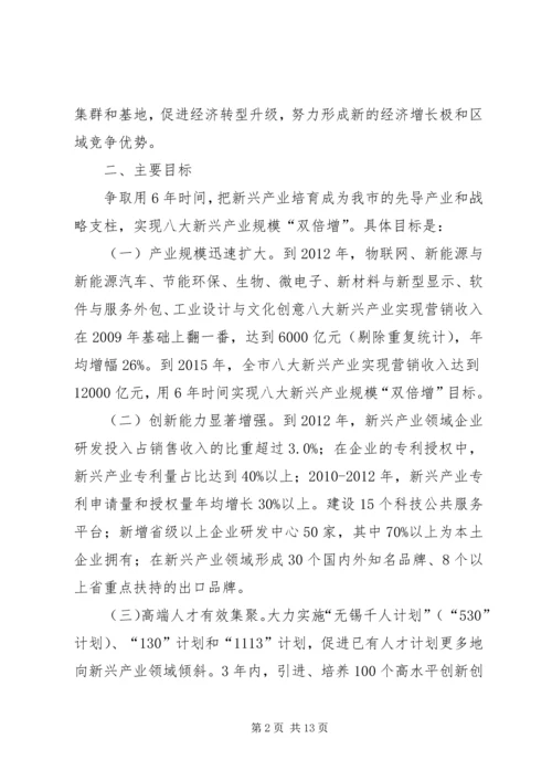 无锡关于更大力度培育发展战略性新兴产业六年行动计划(双倍增计划).docx