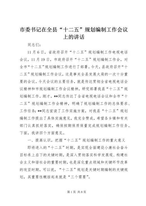 市委书记在全县“十二五”规划编制工作会议上的讲话.docx