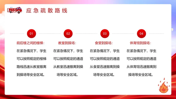 红色简约风消防应急疏散演练PPT模板全国消防日