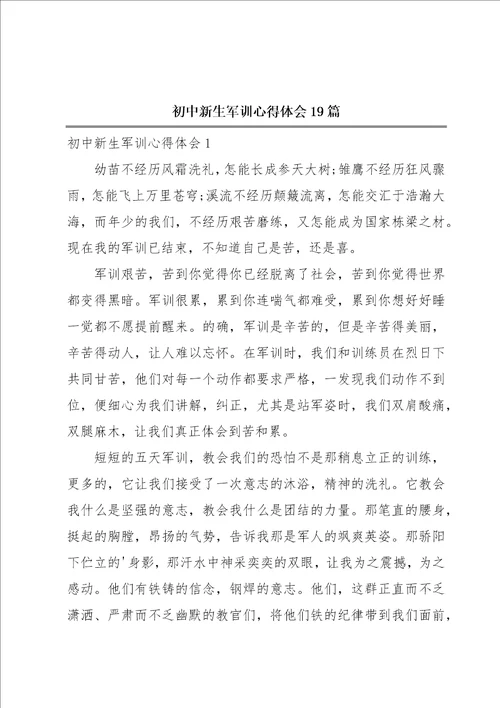 初中新生军训心得体会19篇