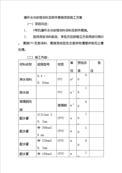 循环水冷却塔填料及附件更换项目施工方案