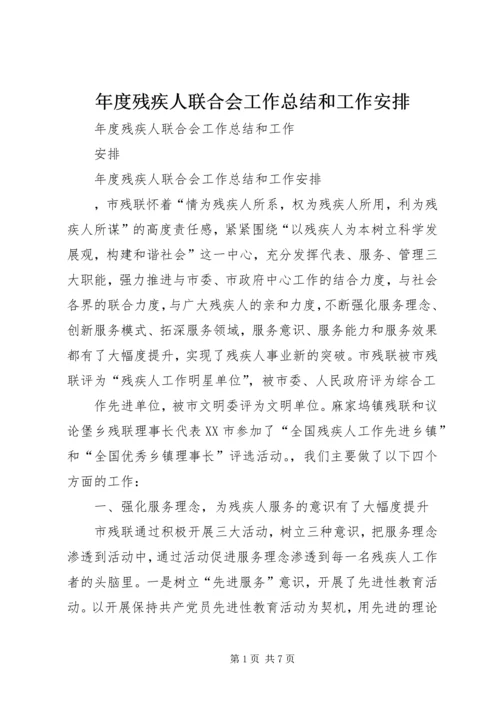 年度残疾人联合会工作总结和工作安排.docx