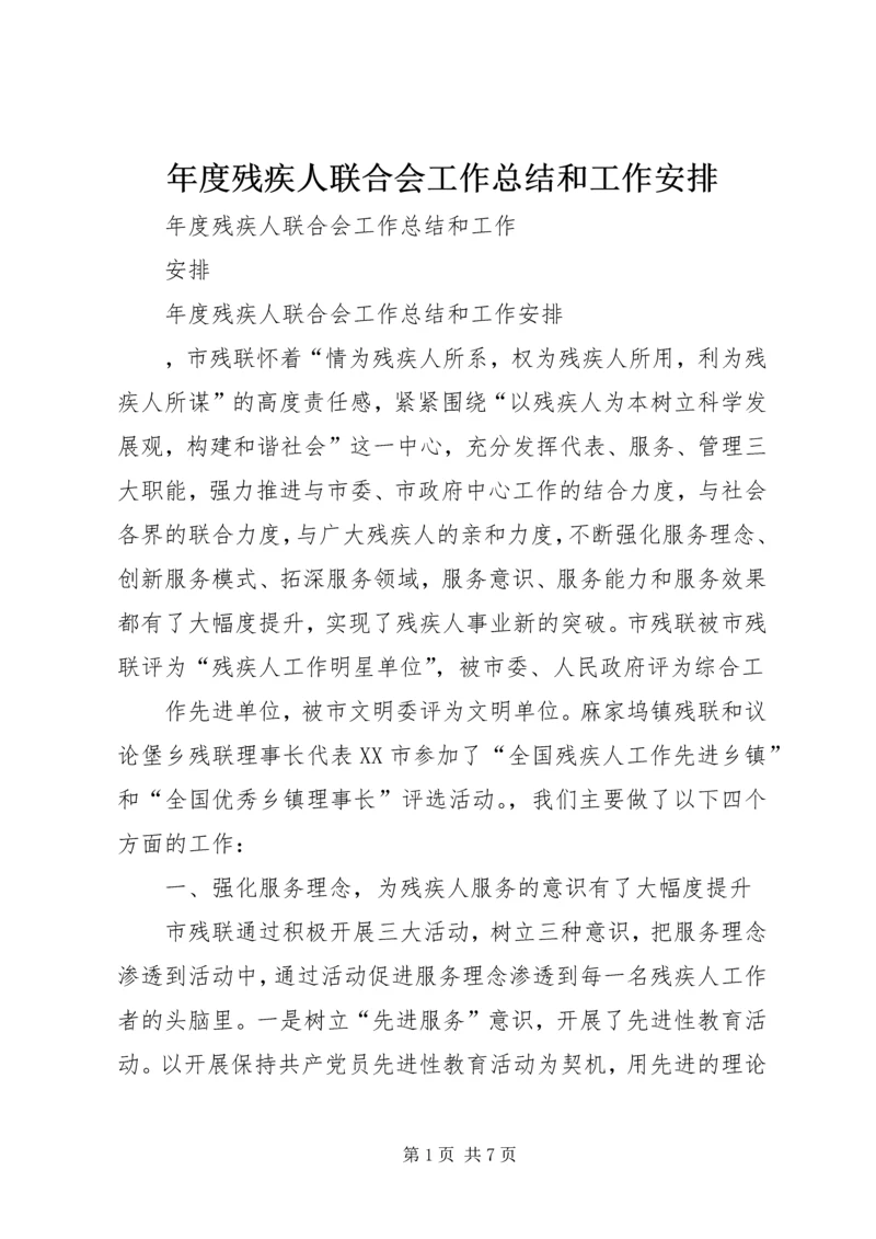 年度残疾人联合会工作总结和工作安排.docx