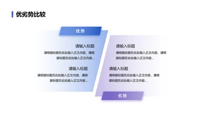 优劣势-蓝紫色渐变多项优劣比较PPT单页