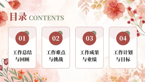 粉色小清新行业通用个人述职报告PPT模板