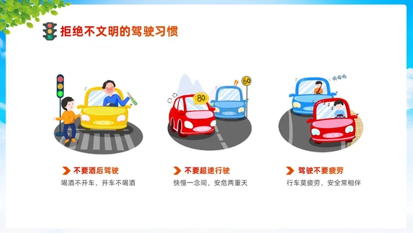 清新卡通展板道路千万条安全第一条430交通安全反思日