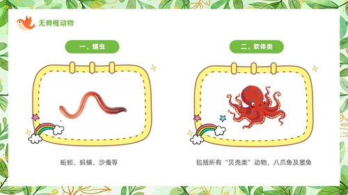 绿色可爱卡通风认识小动物知识介绍PPT世界动物日