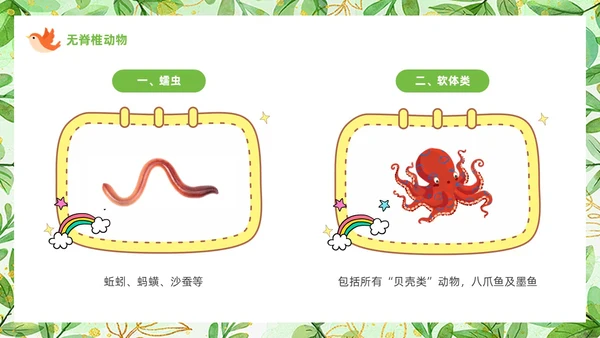 绿色可爱卡通风认识小动物知识介绍PPT世界动物日