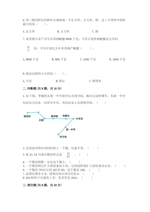 人教版数学六年级上册期末考试卷附答案（典型题）.docx