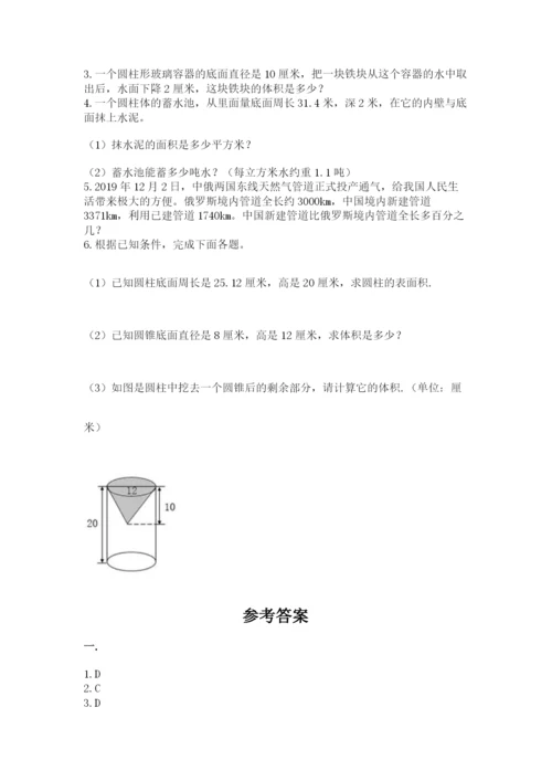 北京版数学小升初模拟试卷精品【考试直接用】.docx