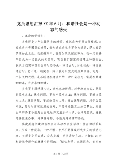 党员思想汇报某年6月：和谐社会是一种动态的感受.docx