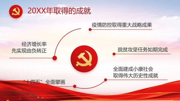 红色大气党建党支部年终工作总结PPT