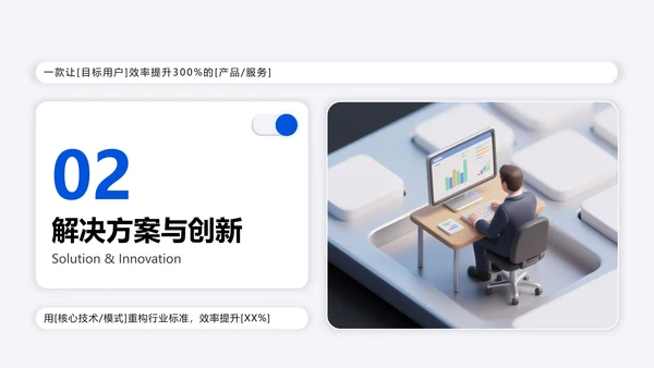 白色3D简约风大学生创新创业计划书PPT模板
