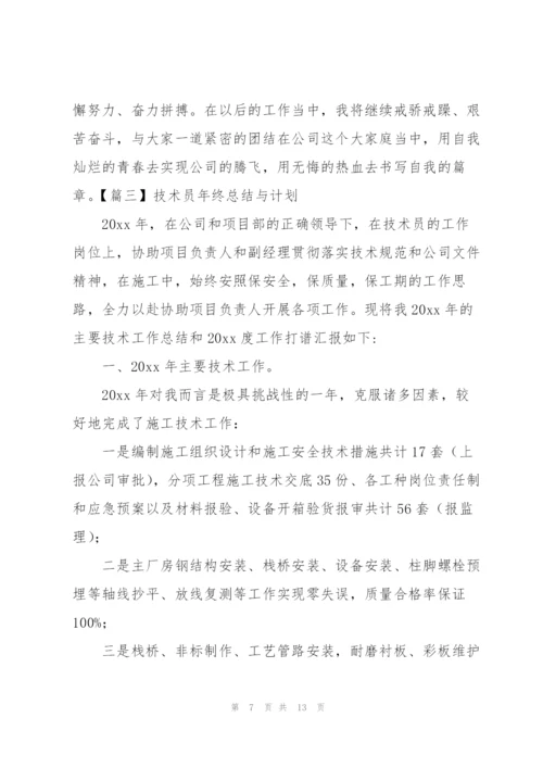 技术员年终总结与计划.docx