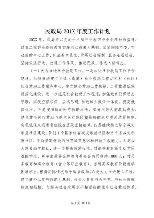 民政局201X年度工作计划.docx