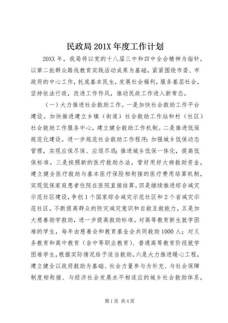 民政局201X年度工作计划.docx