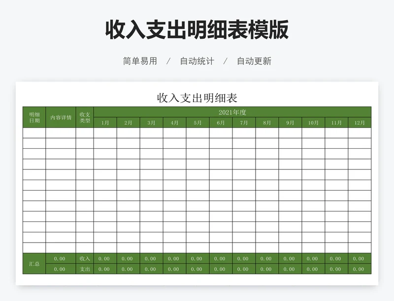 收入支出明细表模版