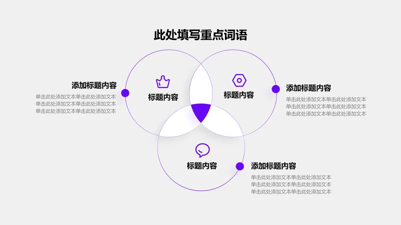 关系页-紫色简约风3项圆形关系列表图
