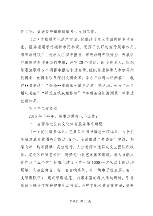 文体工作上半年总结及下半年计划.docx