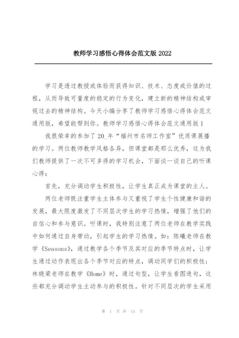 教师学习感悟心得体会范文版2022.docx