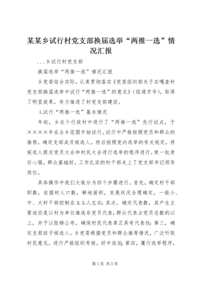 某某乡试行村党支部换届选举“两推一选”情况汇报.docx