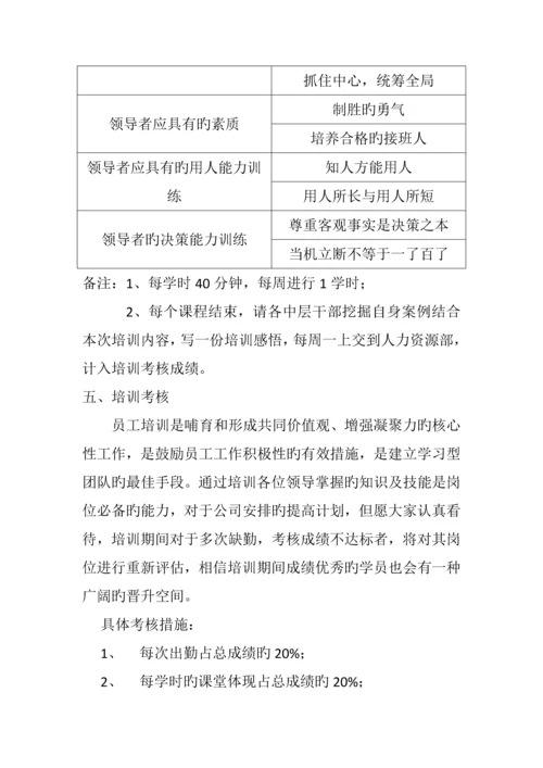 中层以上领导培训计划.docx