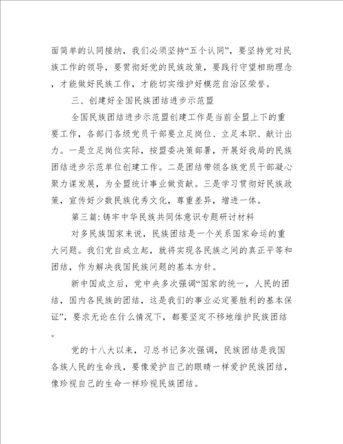 铸牢中华民族共同体意识专题研讨材料(通用5篇)