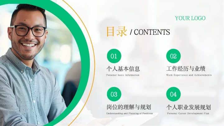 绿色商务风个人岗位竞聘PPT