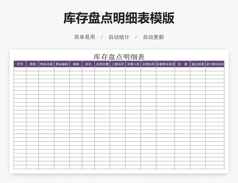 库存盘点明细表模版