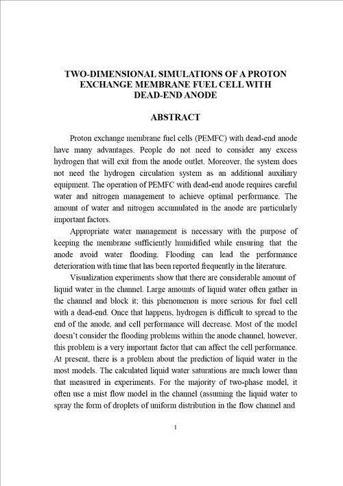 具有闭塞端阳极质子交换膜燃料电池的二维数值模拟工程热物理专业毕业论文