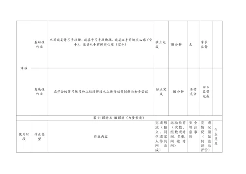 人教版体育八年级上册：第二章 田径 作业设计（表格式）