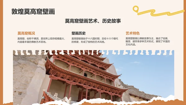 橙色插画风敦煌旅游攻略与行程规划PPT模板