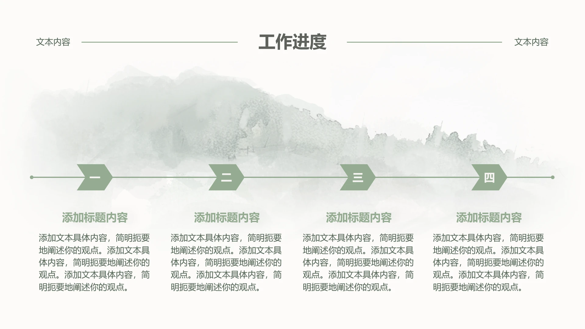正文页-水墨风工作进度PPT单页