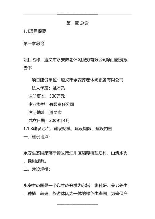--市--养老休闲服务有限公司项目融资报告书.docx