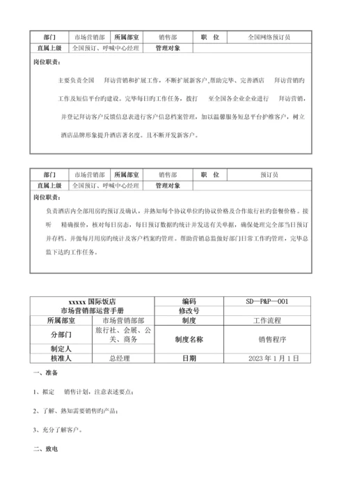 五星级酒店市场营销部运营手册.docx