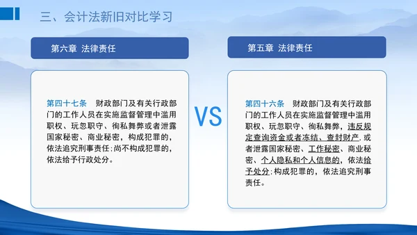 2024新修订中华人民共和国会计法新旧对比学习解读PPT