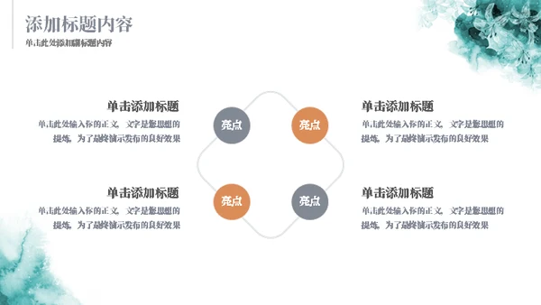 墨绿的花水粉彩绘通用ppt模板