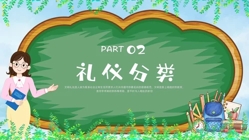 绿色黑板清新小学生文明礼仪培训PPT课件