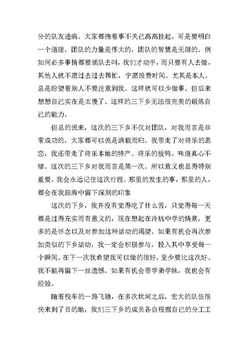 XX大学生暑期三下乡总结5篇