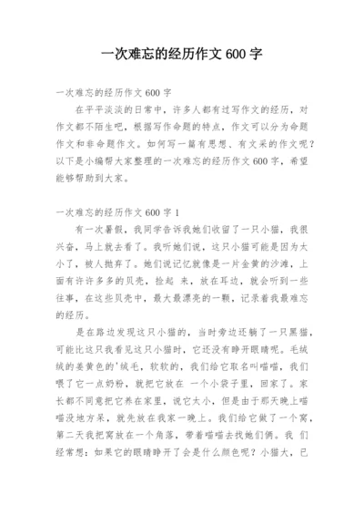 一次难忘的经历作文600字.docx