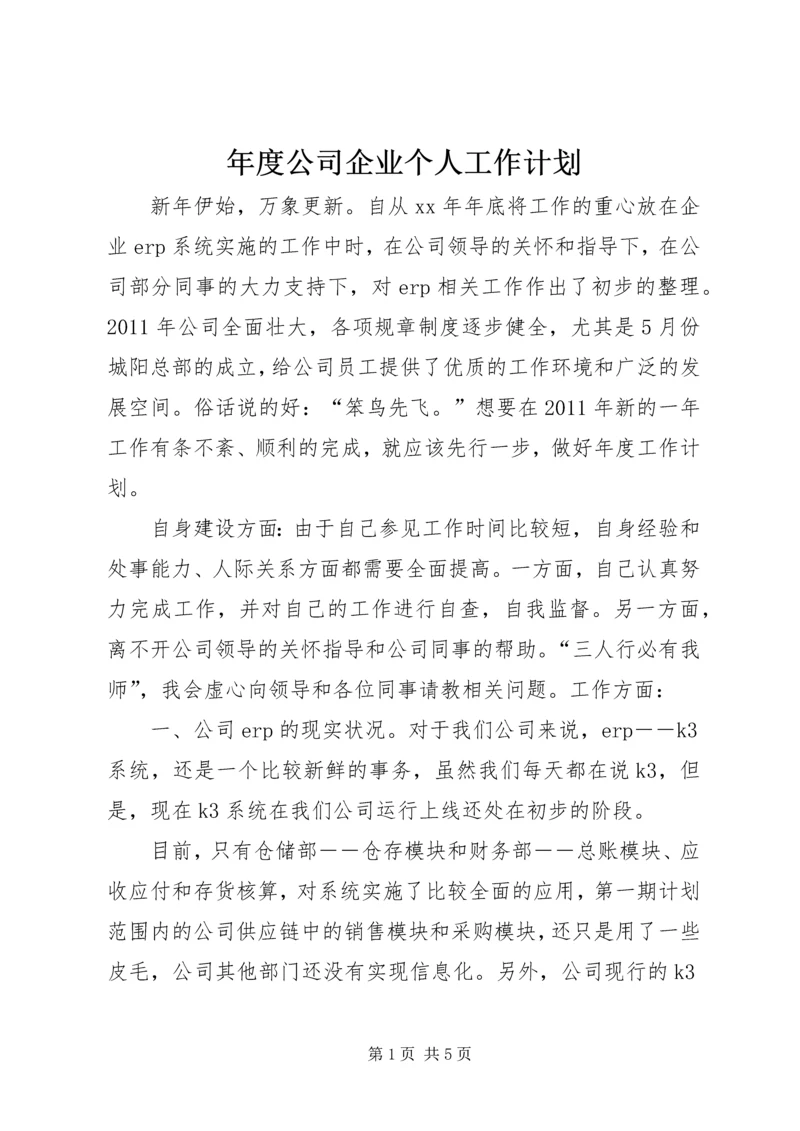 年度公司企业个人工作计划.docx