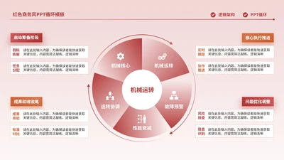 红色商务风4项循环PPT单页