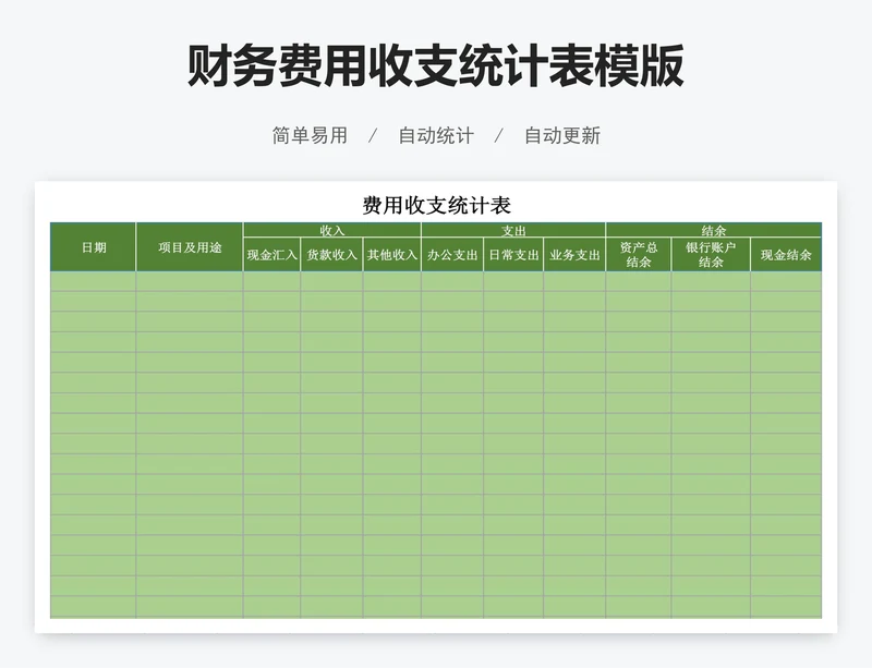 财务费用收支统计表模版