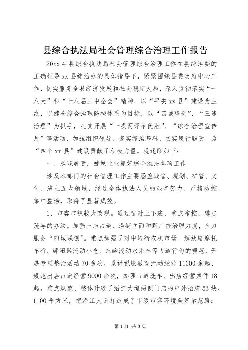 县综合执法局社会管理综合治理工作报告.docx