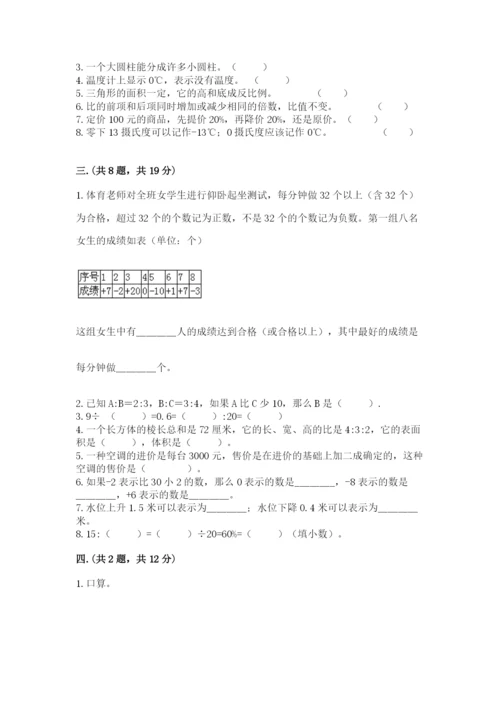人教版数学六年级下册试题期末模拟检测卷及完整答案【考点梳理】.docx