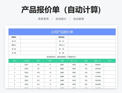 产品报价单(自动计算)