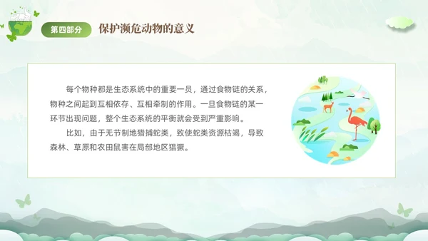 绿色清新剪纸风保护濒危动物拯救美好生命主题PPT世界动物日