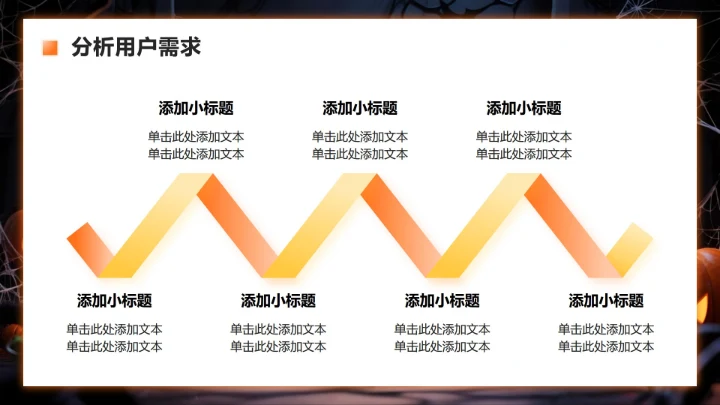 橙色暗黑卡通风万圣节消费趋势商业计划书PPT模板