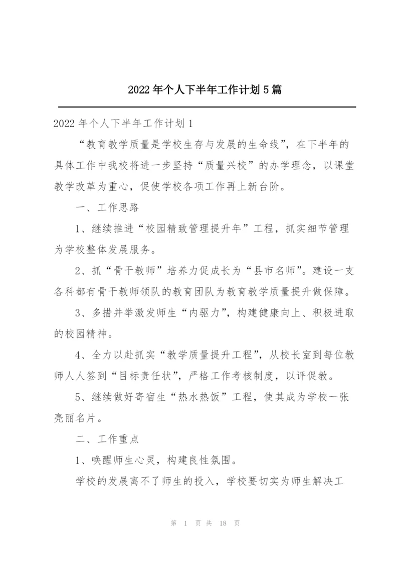 2022年个人下半年工作计划5篇.docx